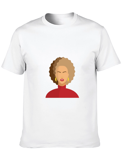Camiseta Negra con Diseño Abstracto de Mujer