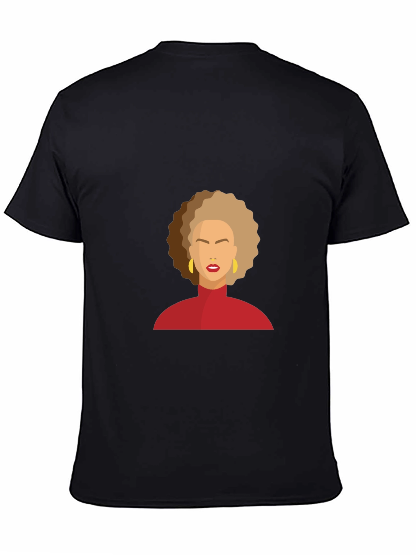 Camiseta Negra con Diseño Abstracto de Mujer