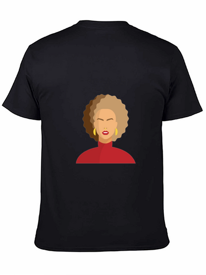 Camiseta Negra con Diseño Abstracto de Mujer