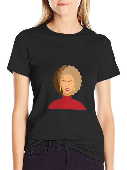 Camiseta Negra con Diseño Abstracto de Mujer