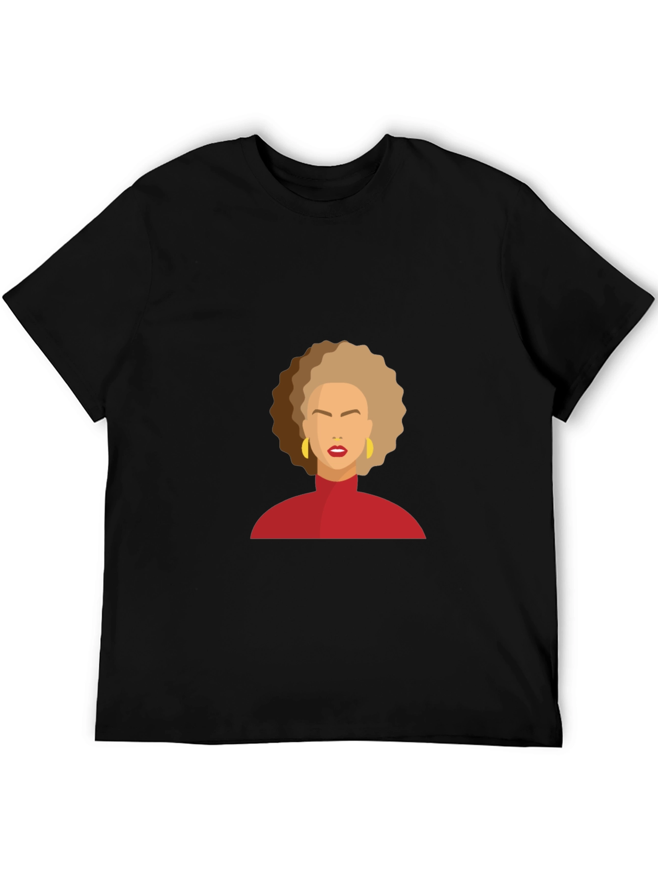 Camiseta Negra con Diseño Abstracto de Mujer