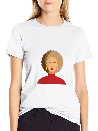 Camiseta Negra con Diseño Abstracto de Mujer