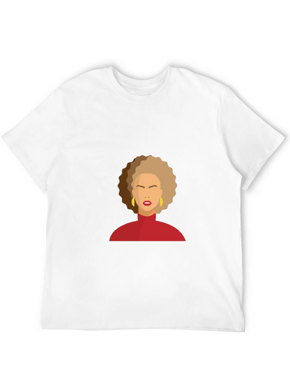 Camiseta Negra con Diseño Abstracto de Mujer