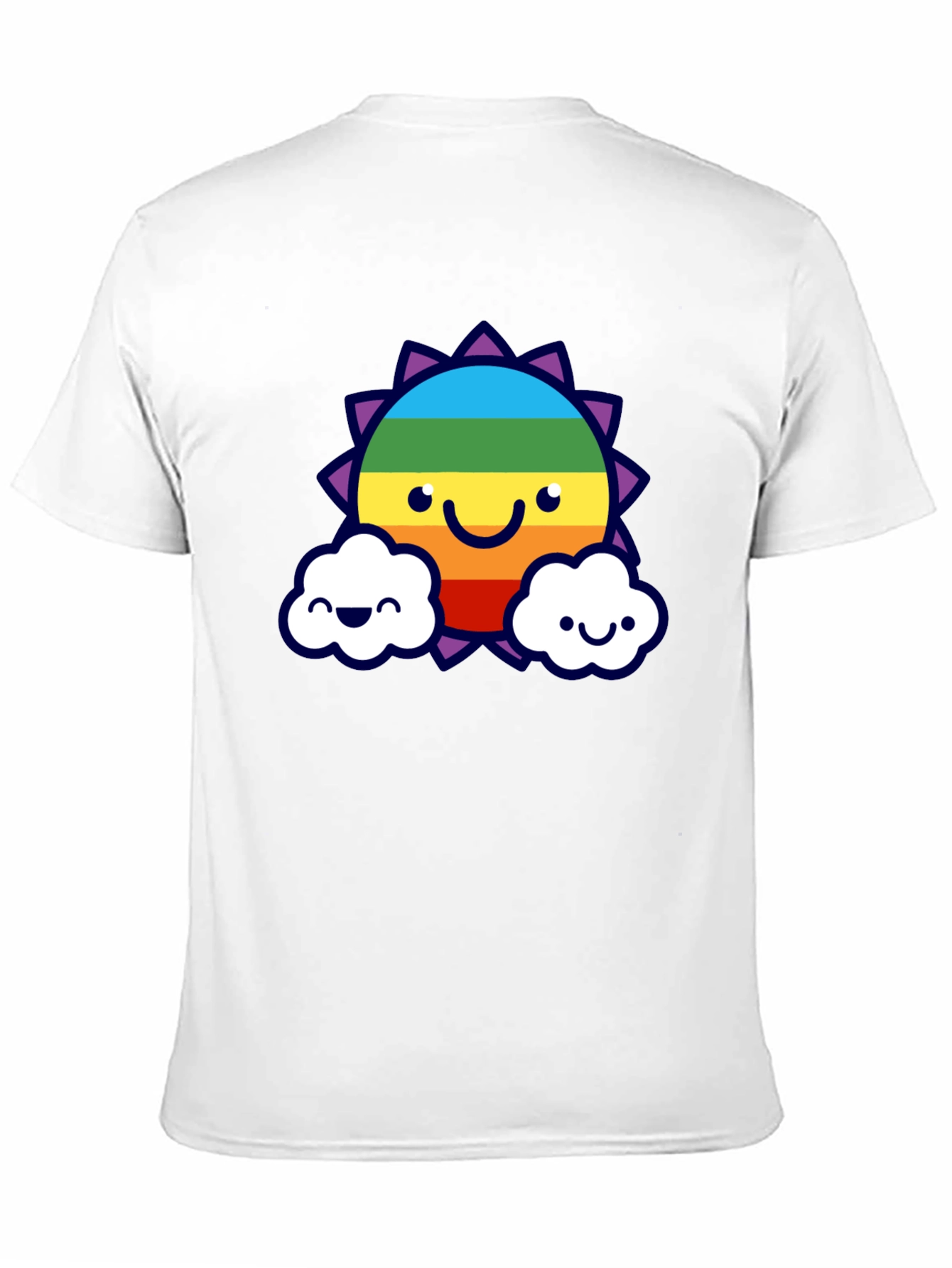 Camiseta Negra con Sol Arcoíris Sonriente