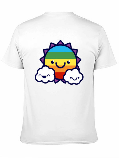 Camiseta Negra con Sol Arcoíris Sonriente