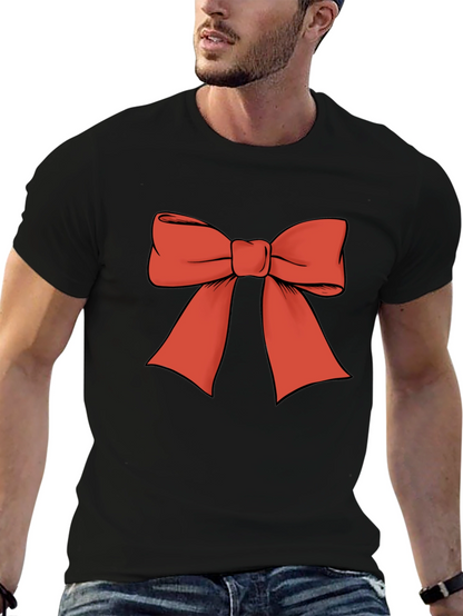 Camiseta Negra con Lazo Rojo Festivo