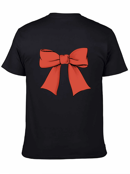 Camiseta Negra con Lazo Rojo Festivo