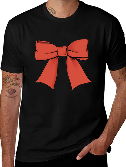 Camiseta Negra con Lazo Rojo Festivo