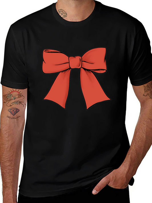 Camiseta Negra con Lazo Rojo Festivo