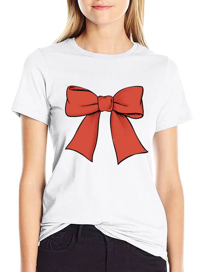 Camiseta Negra con Lazo Rojo Festivo