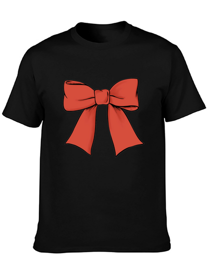 Camiseta Negra con Lazo Rojo Festivo