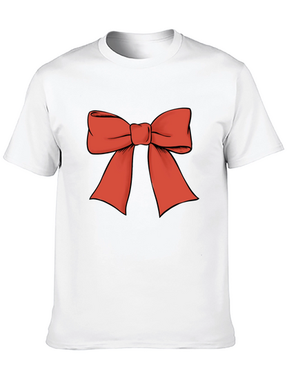 Camiseta Negra con Lazo Rojo Festivo