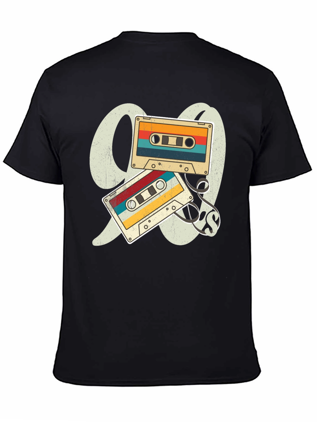 Camiseta Negra Retro Cassette Años 90
