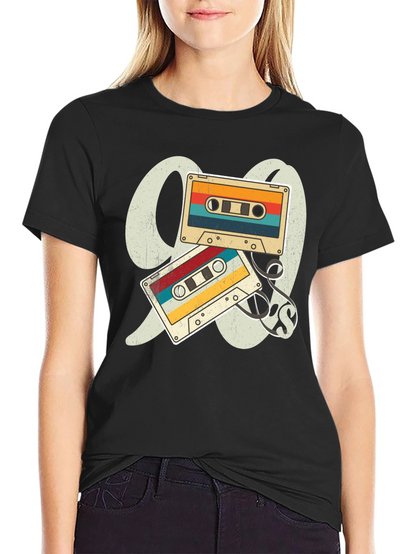Camiseta Negra Retro Cassette Años 90