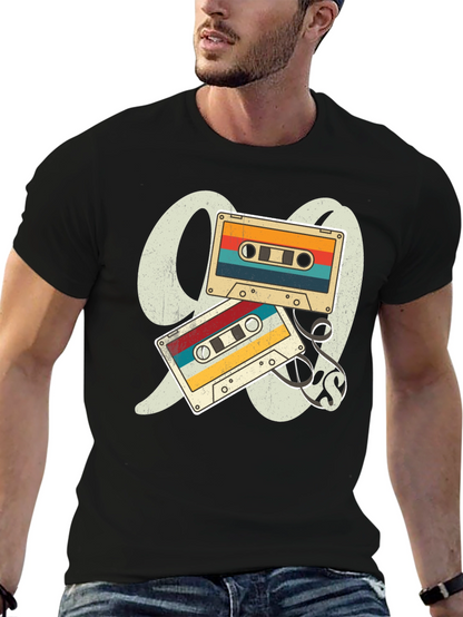 Camiseta Negra Retro Cassette Años 90