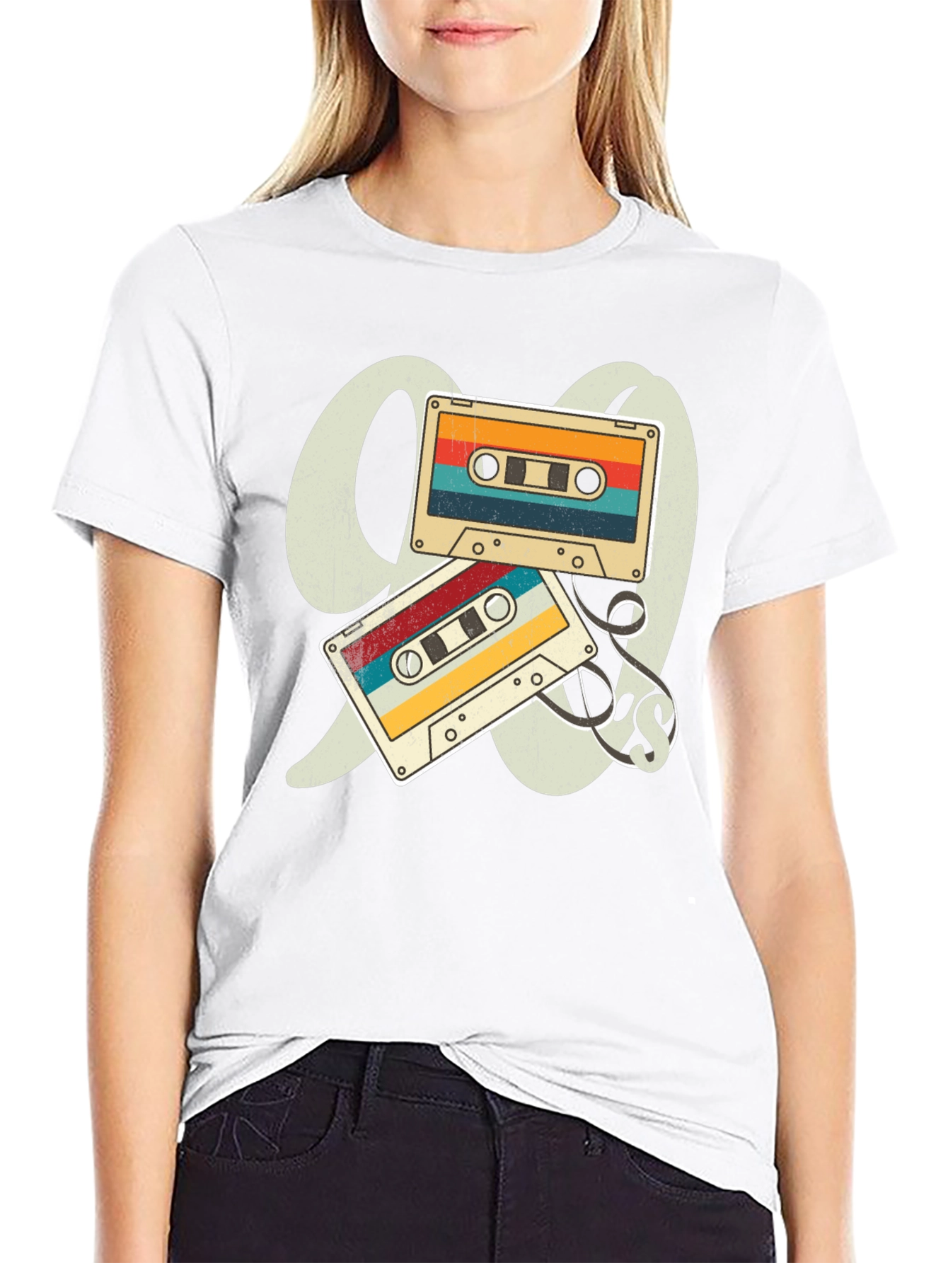 Camiseta Negra Retro Cassette Años 90