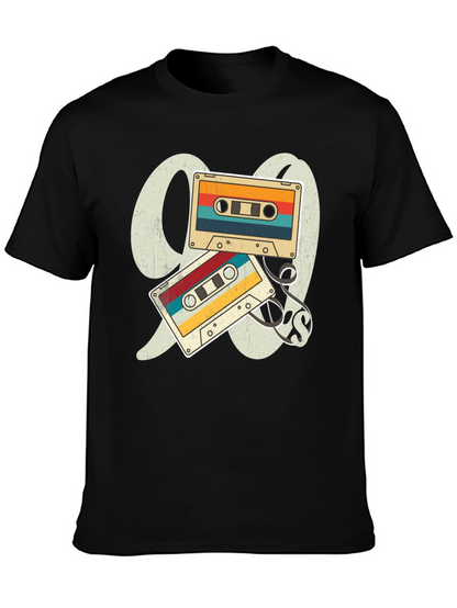 Camiseta Negra Retro Cassette Años 90
