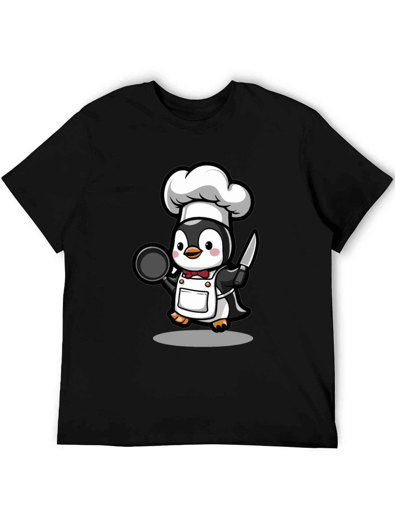 Camiseta Negra con Chef Pingüino