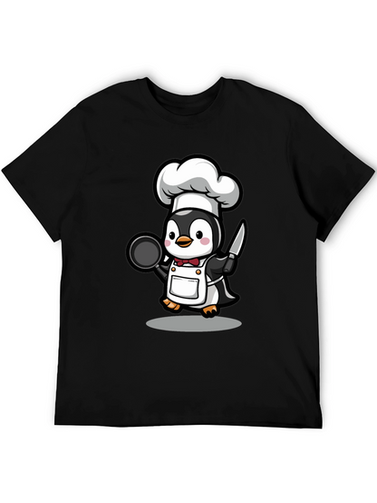 Camiseta Negra con Chef Pingüino