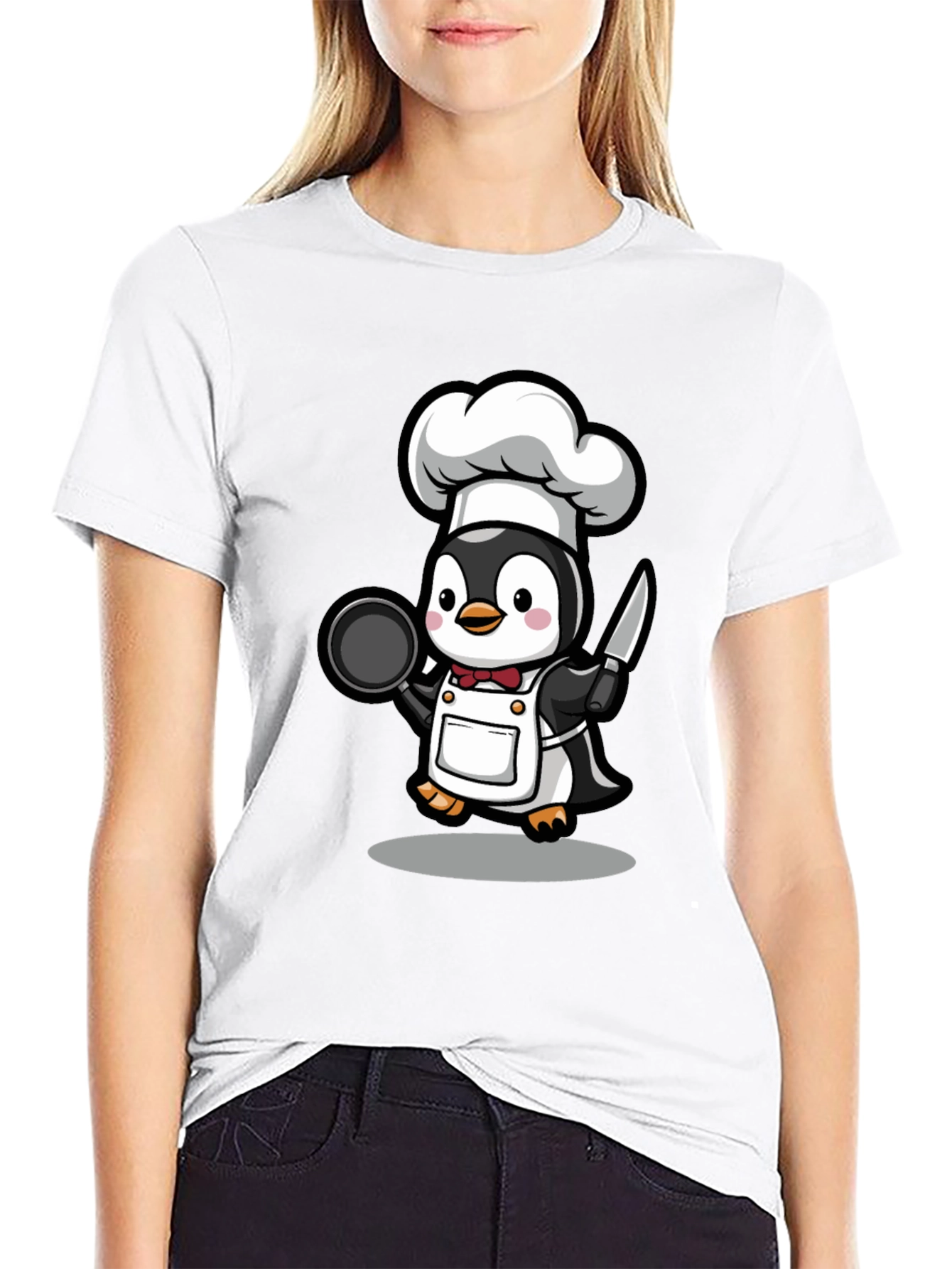 Camiseta Negra con Chef Pingüino