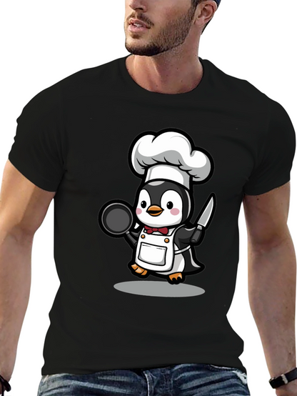 Camiseta Negra con Chef Pingüino