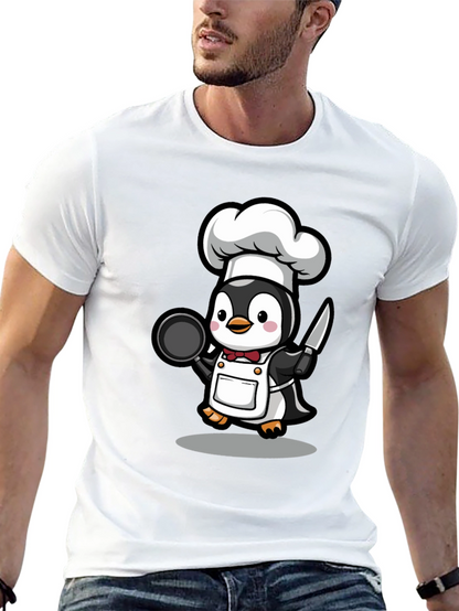 Camiseta Negra con Chef Pingüino