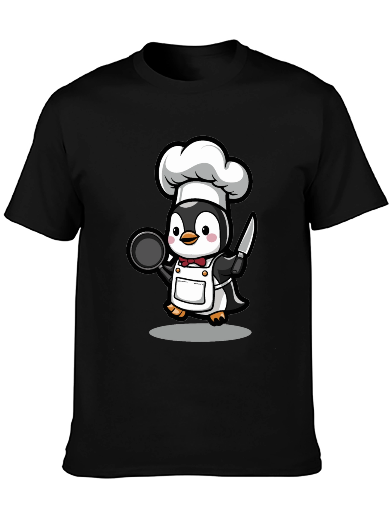 Camiseta Negra con Chef Pingüino
