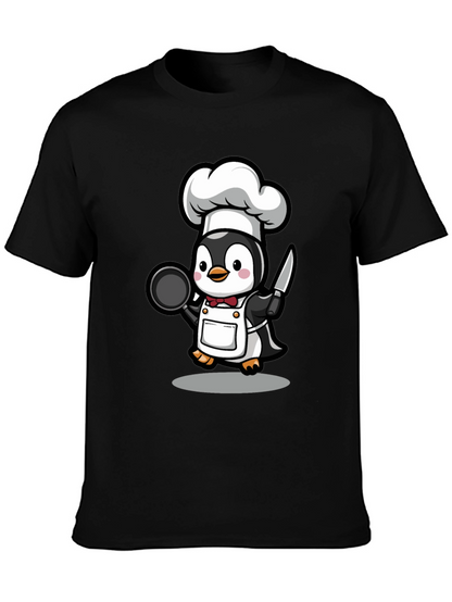 Camiseta Negra con Chef Pingüino