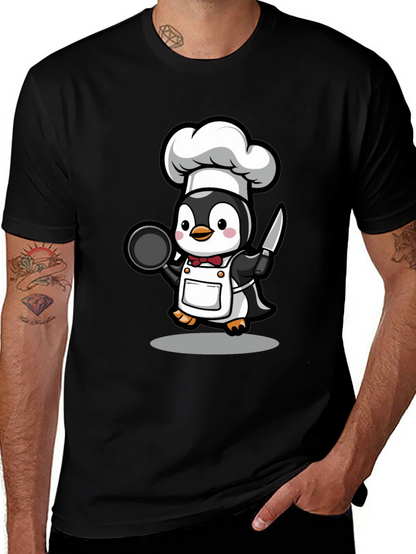 Camiseta Negra con Chef Pingüino