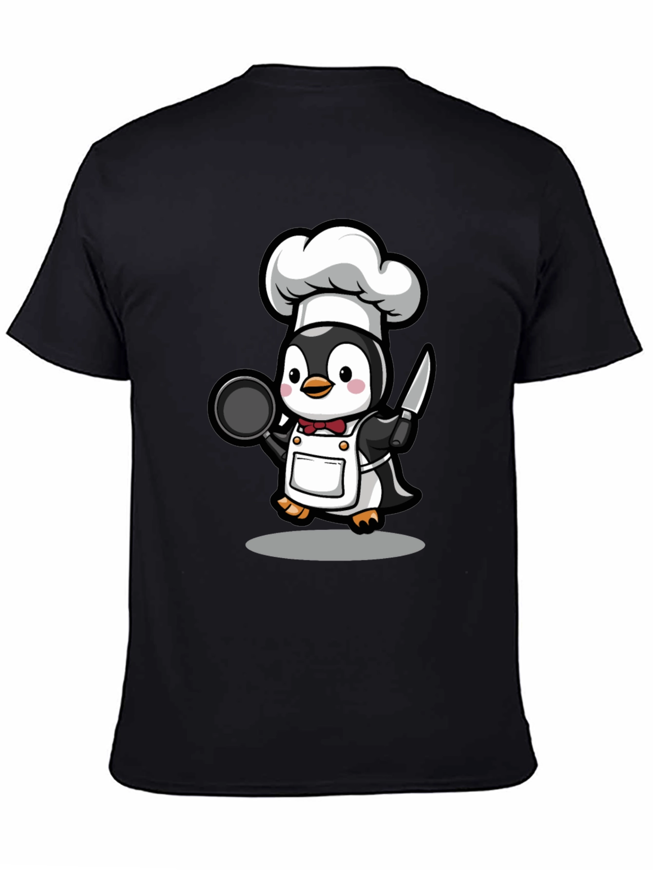 Camiseta Negra con Chef Pingüino
