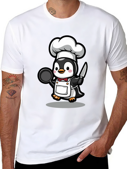 Camiseta Negra con Chef Pingüino