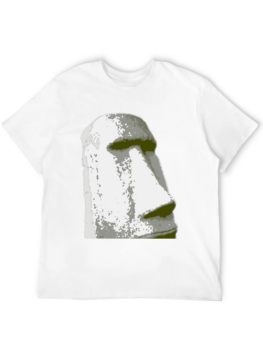Camiseta Negra con Diseño de Moái de la Isla de Pascua