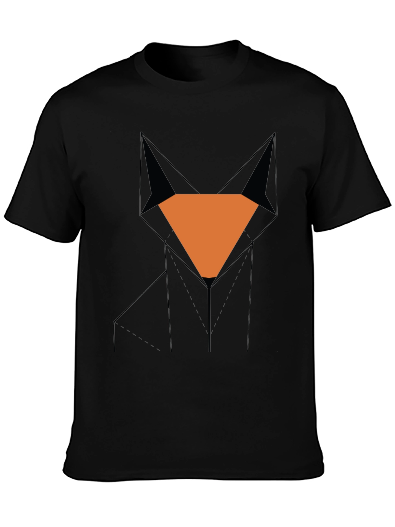 Camiseta Hombre Negra Diseño Zorro Geométrico