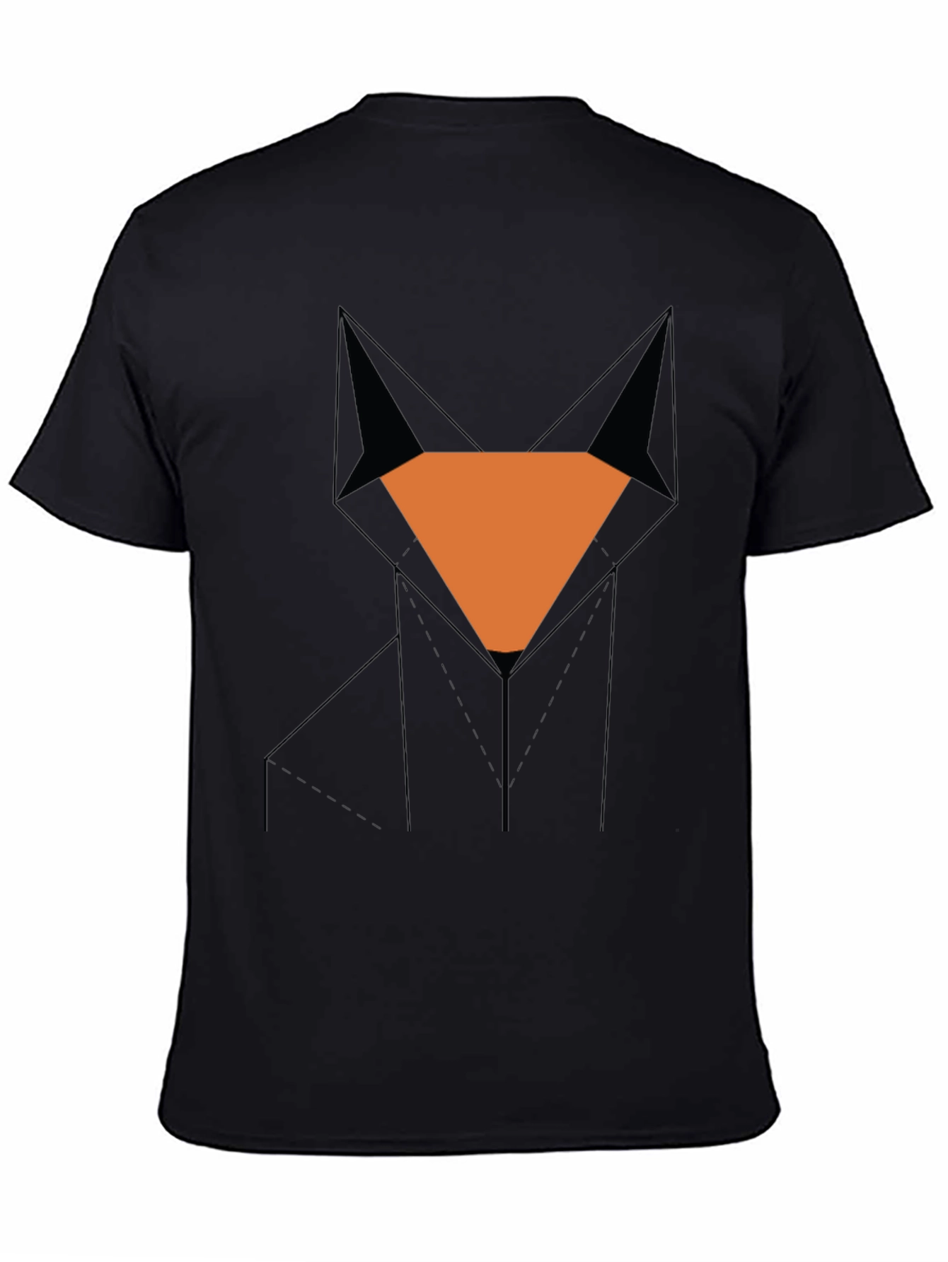 Camiseta Hombre Negra Diseño Zorro Geométrico