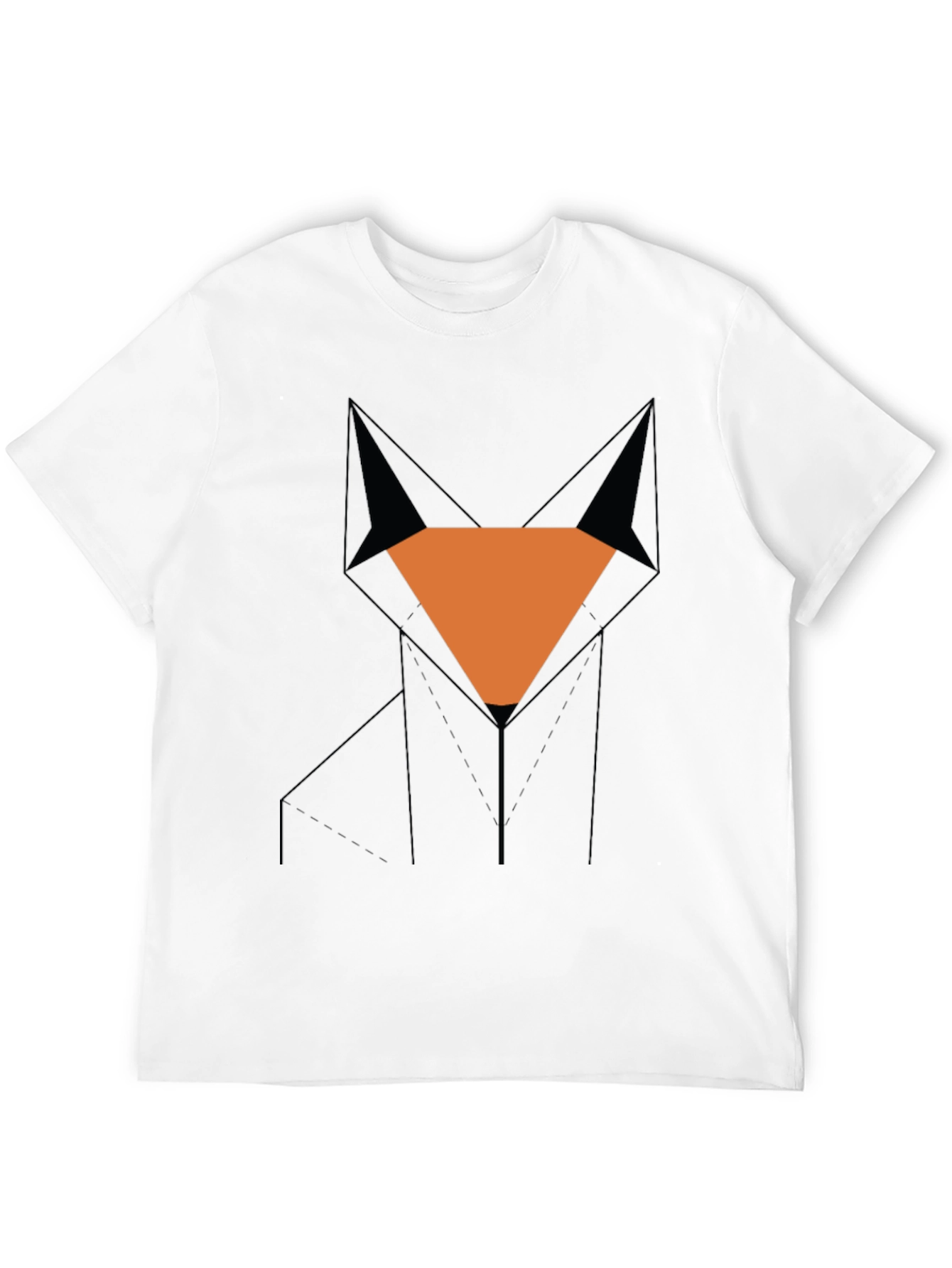 Camiseta Hombre Negra Diseño Zorro Geométrico