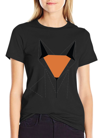 Camiseta Hombre Negra Diseño Zorro Geométrico