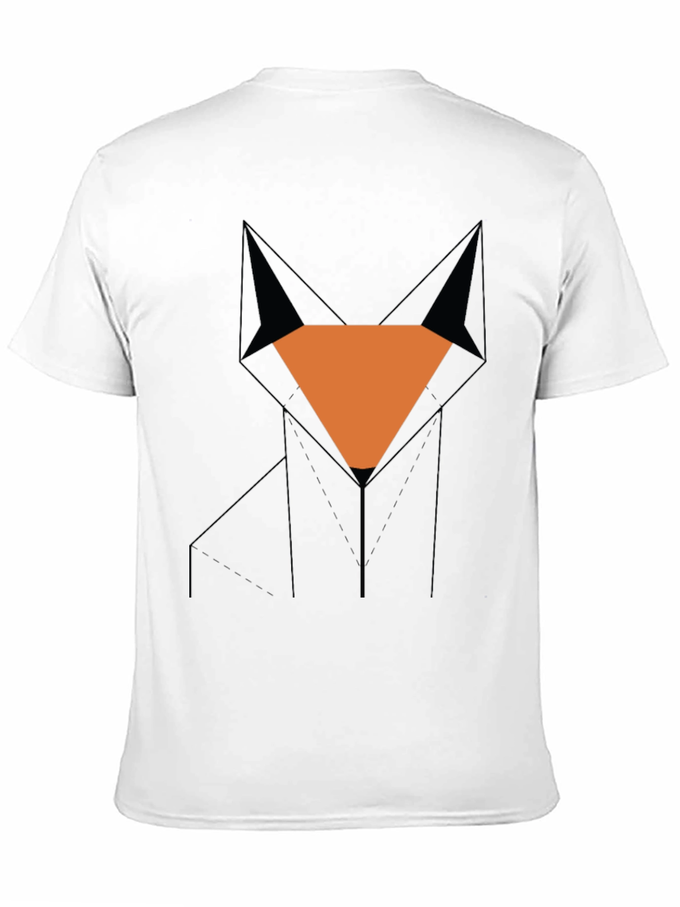 Camiseta Hombre Negra Diseño Zorro Geométrico