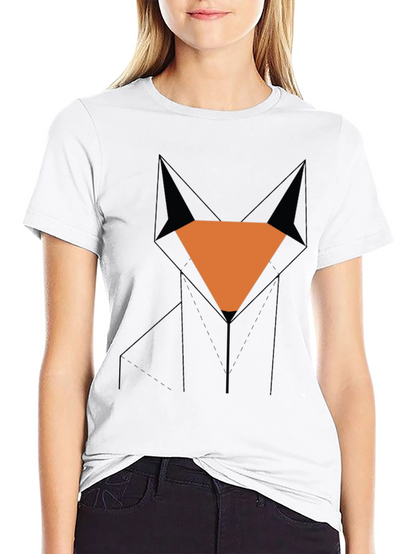 Camiseta Hombre Negra Diseño Zorro Geométrico