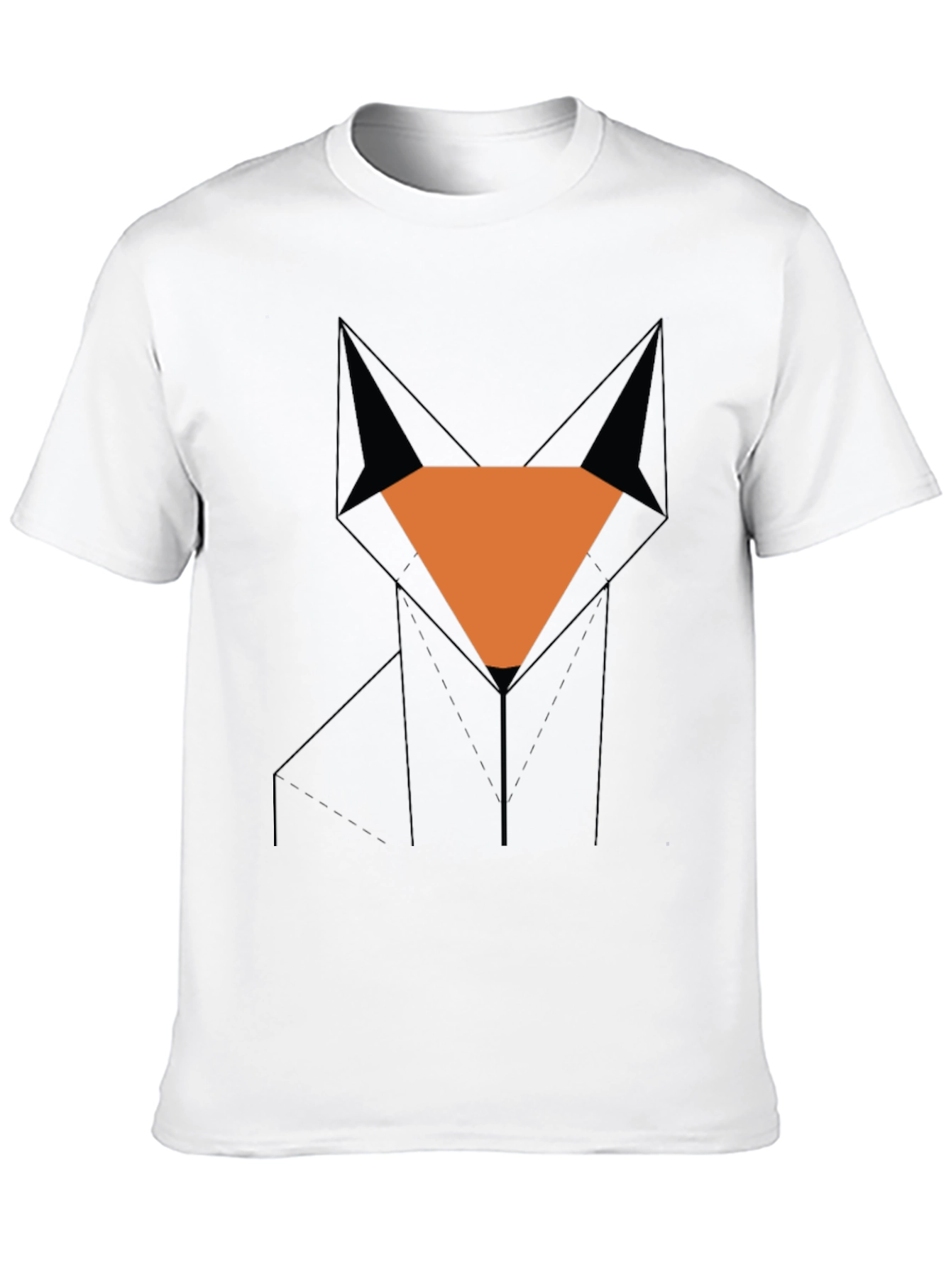Camiseta Hombre Negra Diseño Zorro Geométrico
