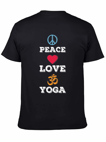 Camiseta Hombre Negra Paz Amor y Yoga