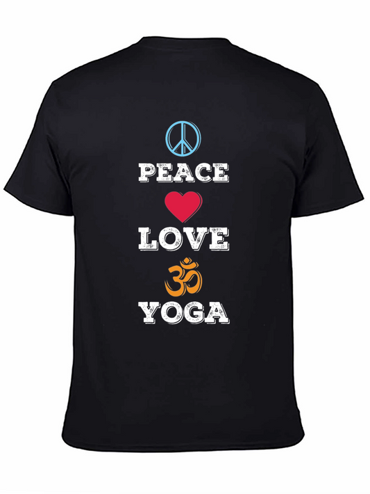 Camiseta Hombre Negra Paz Amor y Yoga