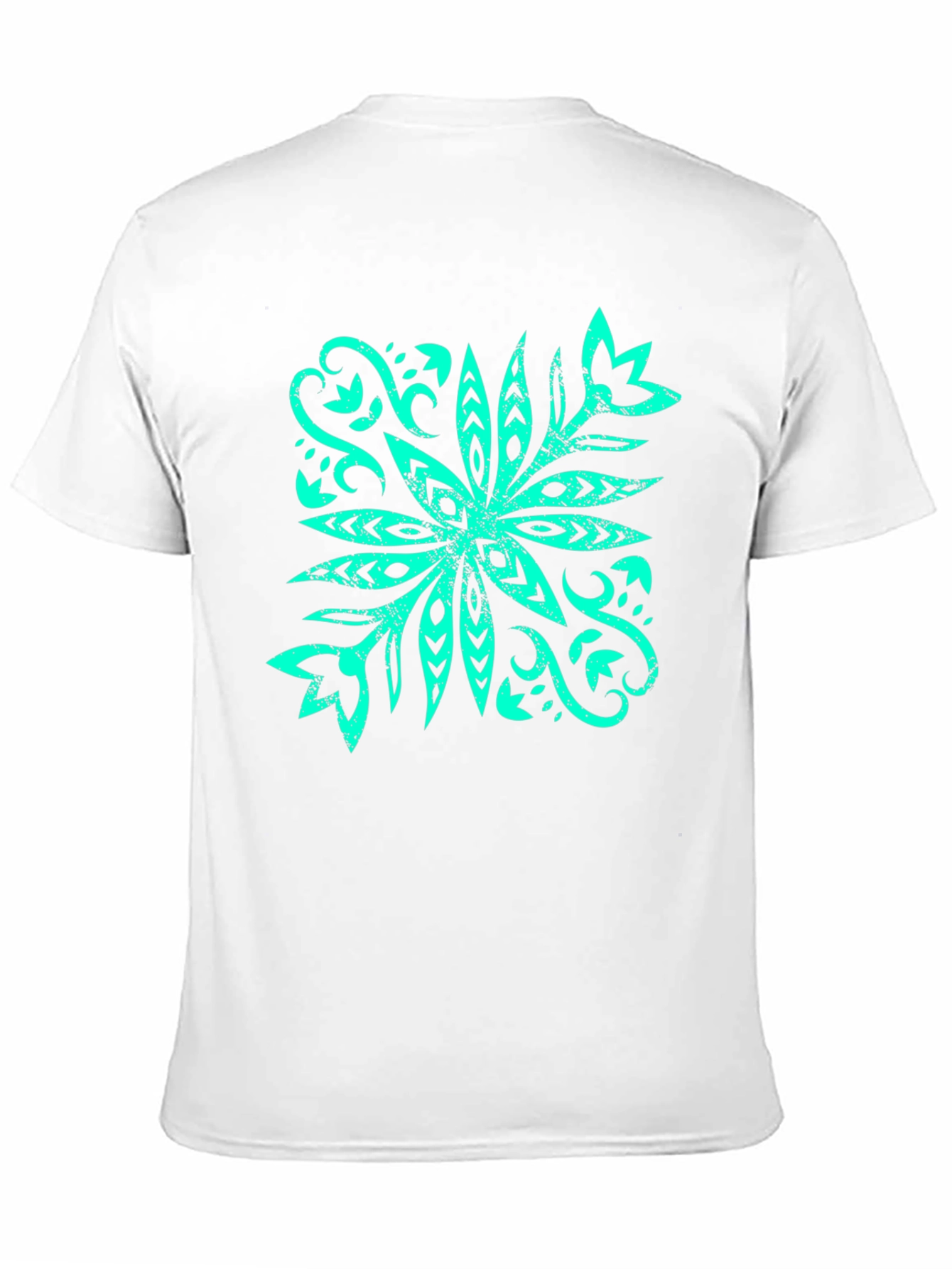 Camiseta Negra con Diseño Floral Turquesa