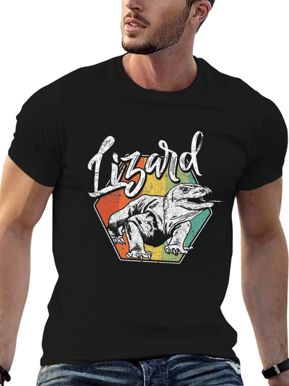 Camiseta Negra Diseño Retro Lagarto