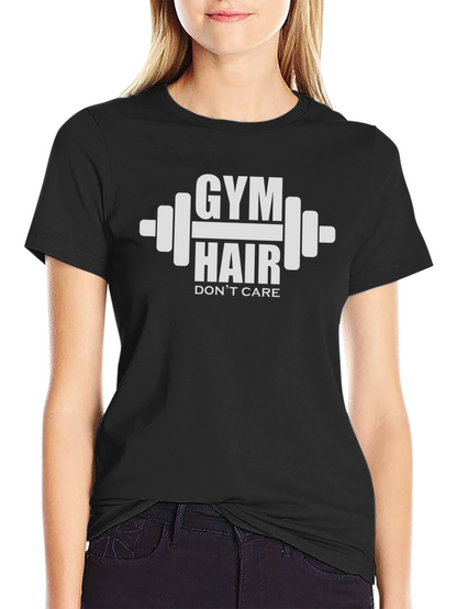 Camiseta Gym Hair Dont Care Negra Algodón