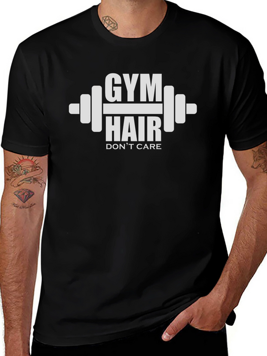 Camiseta Gym Hair Dont Care Negra Algodón