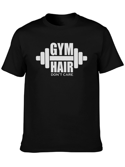 Camiseta Gym Hair Dont Care Negra Algodón