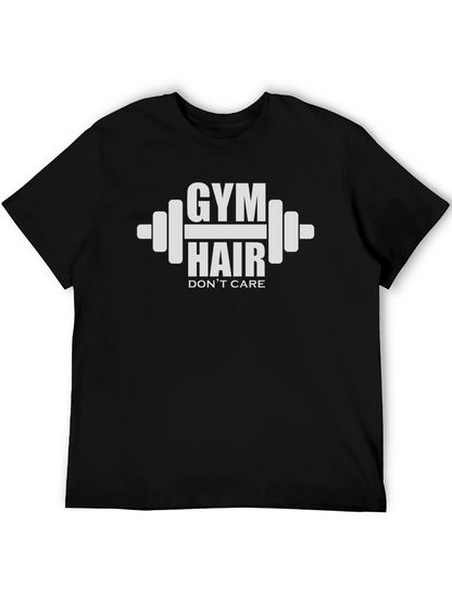 Camiseta Gym Hair Dont Care Negra Algodón