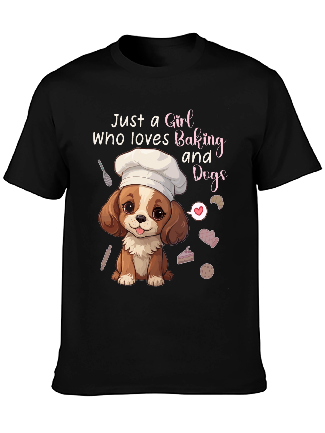 Camiseta Negra Amo Hornear y los Perros
