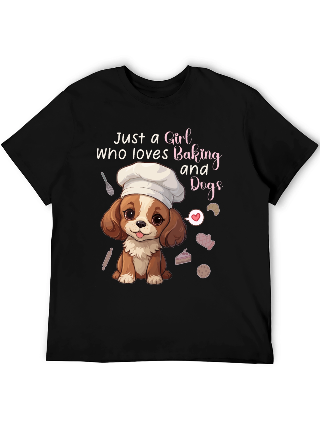 Camiseta Negra Amo Hornear y los Perros
