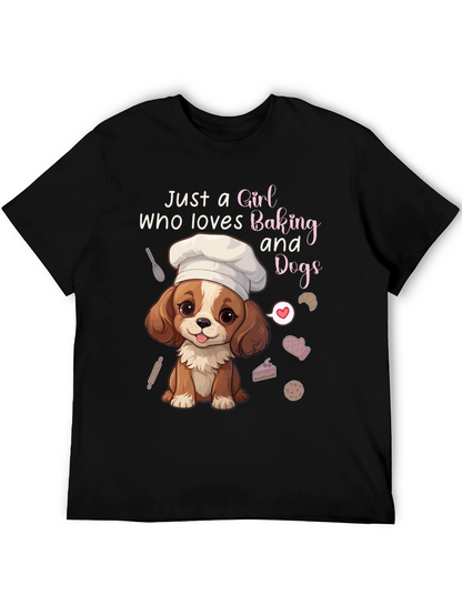 Camiseta Negra Amo Hornear y los Perros